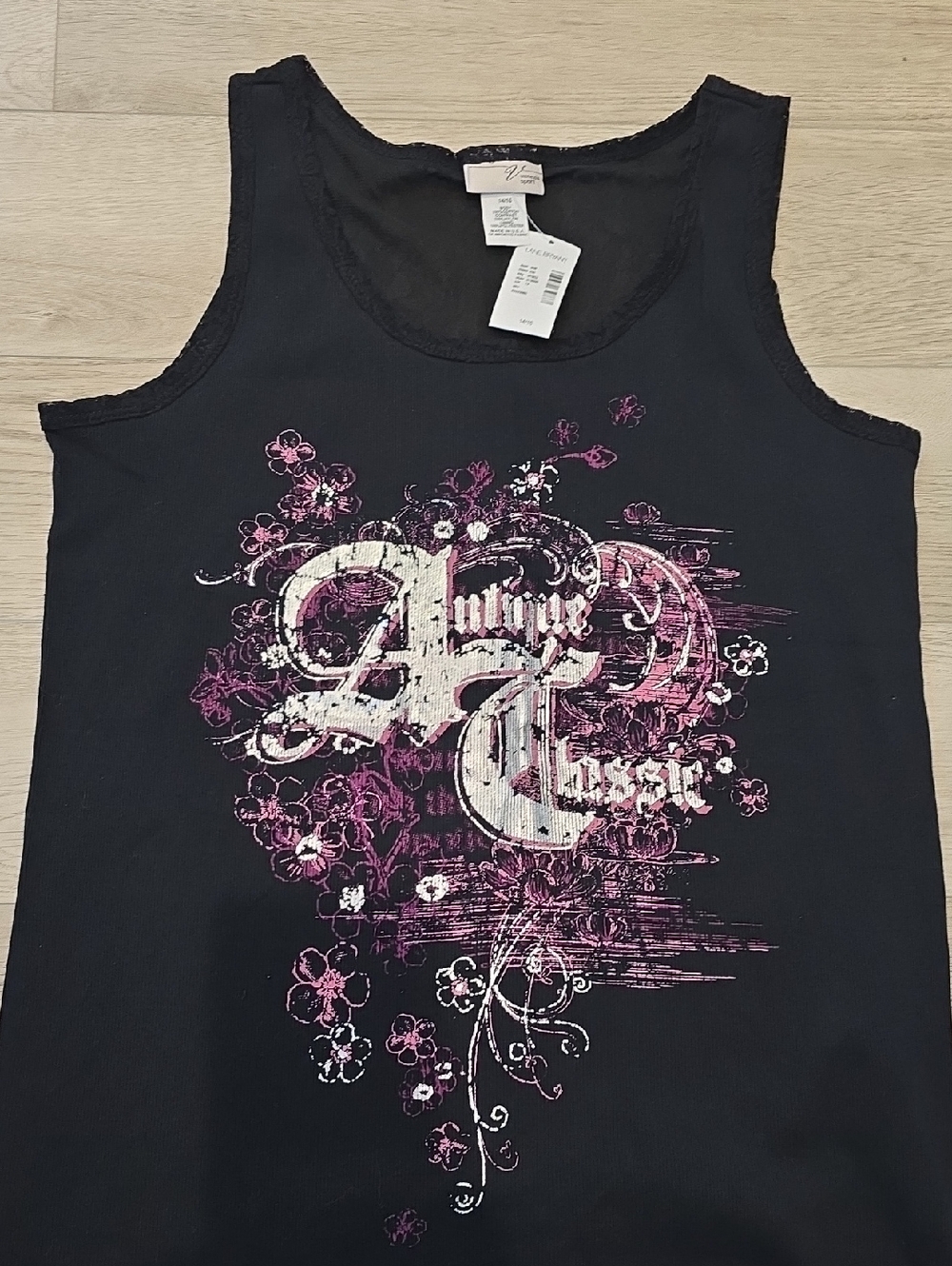 Lane Bryant Black Top With Silver Foiling Detail 14/16